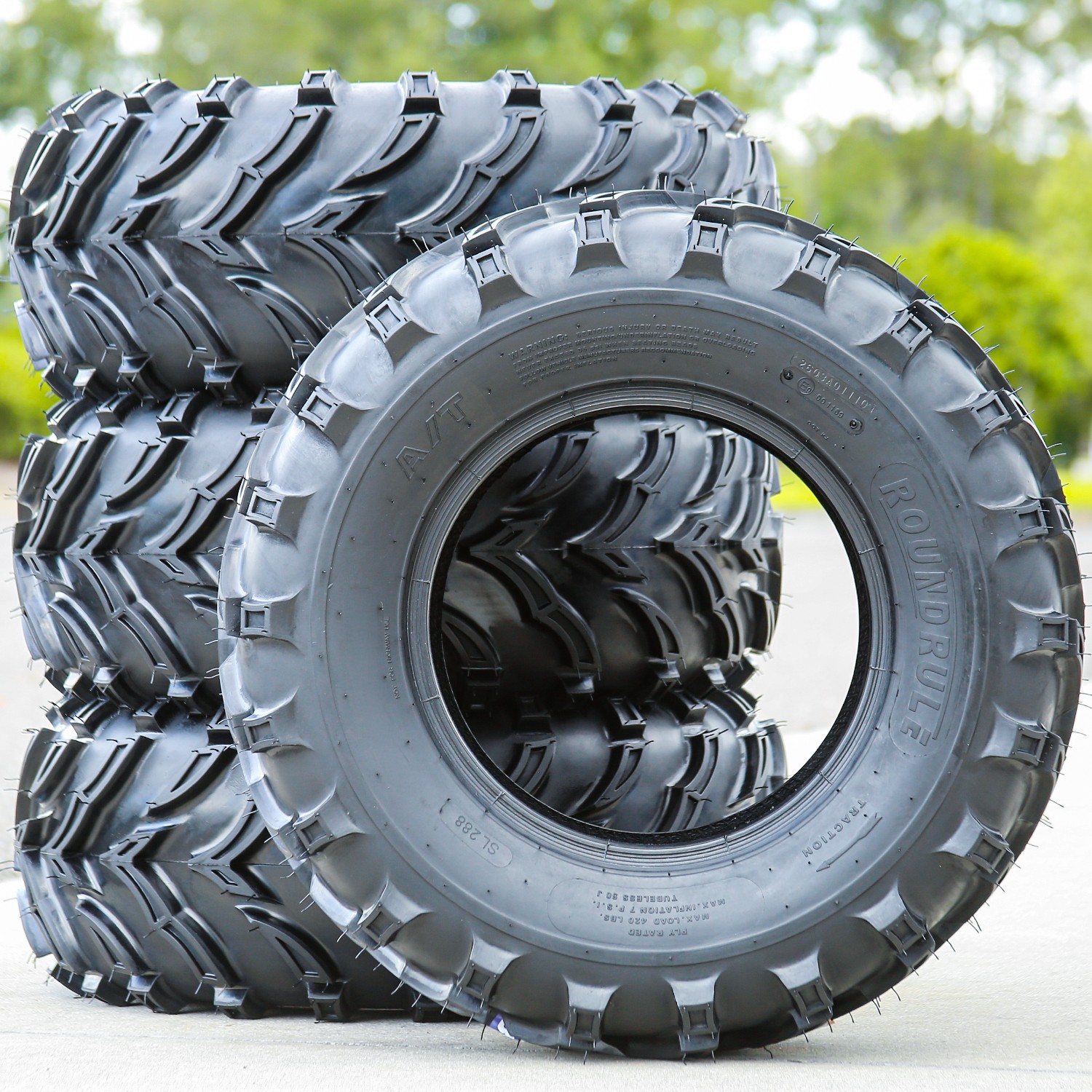 2 25×10.00-12 25×10-12 50J 8 Ply Roundrule SL288 A/T All Terrain ATV UTV Tires