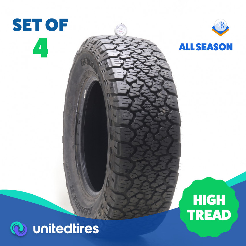 Set of (4) Used LT 265/70R17 General Grabber ATX 112/109T – 9.5-11/32