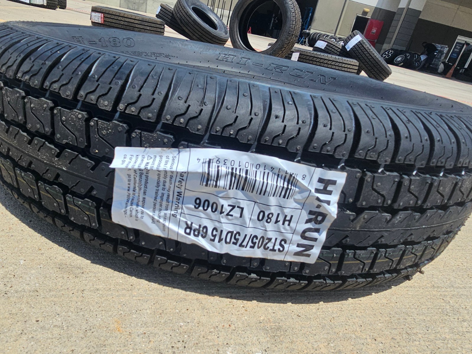 (1) 205/75/15 HI-RUN H-180 tire ST 205/75R15 LT 6 ply LR C 101M trailer NEW