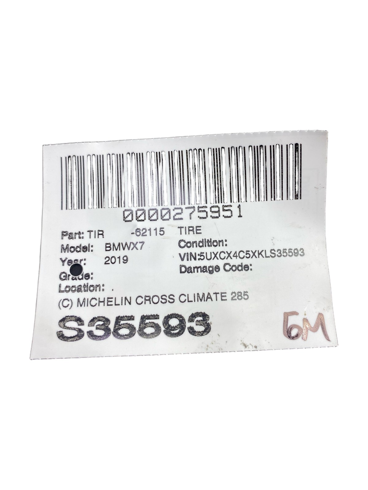 (C) MICHELIN CROSS CLIMATE 285/45R21 113V DOT (5025) 10/32NDS