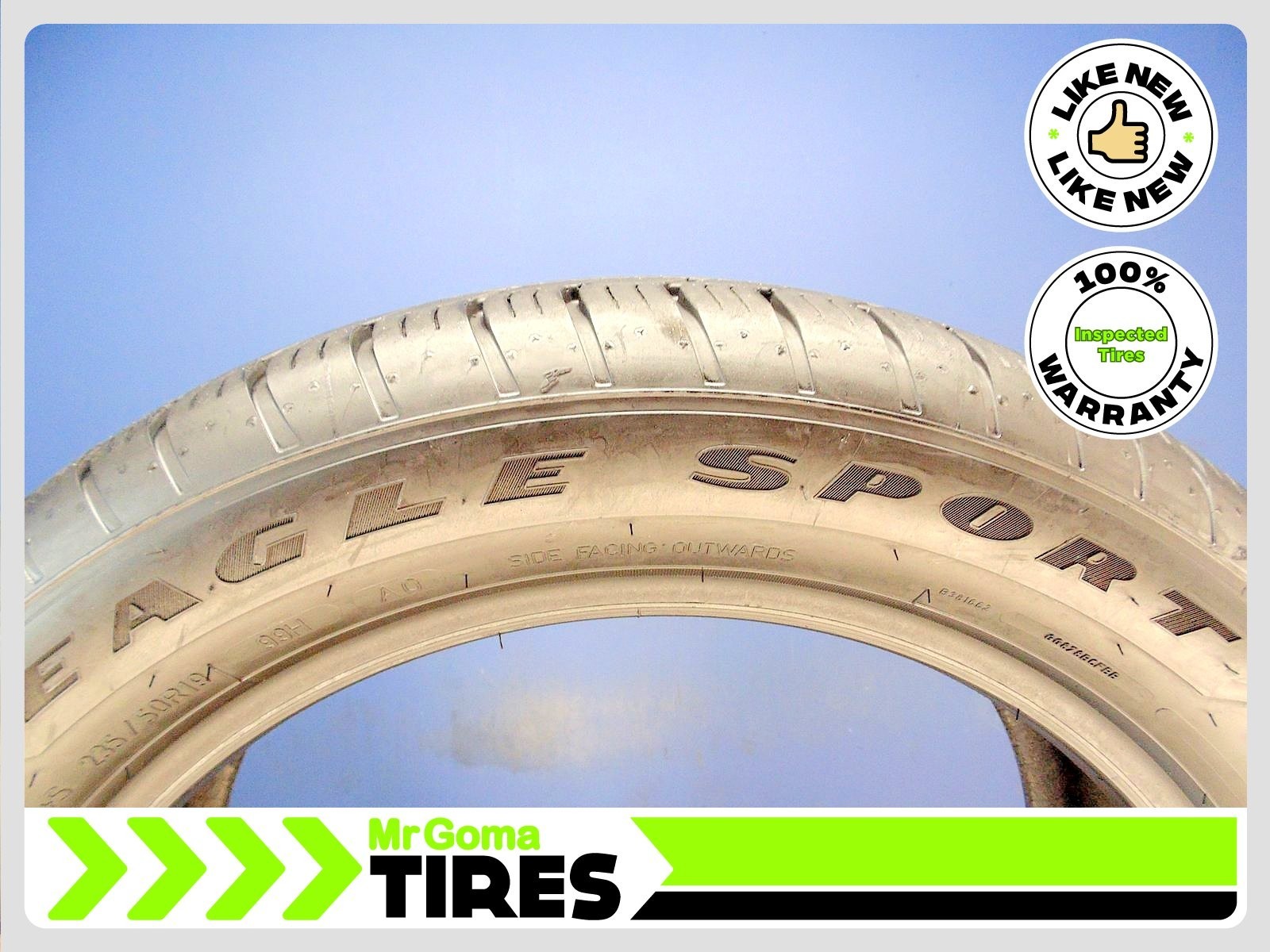 2 GOODYEAR EAGLE SPORT ALL SEASON AO 235/50R19 USED TIRES 10.0/32 TREAD 2355019
