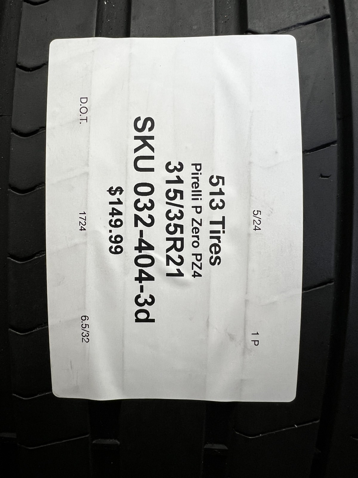 1 Tire Pirelli P Zero PZ4 Run Flat ★ BMW 315/35R21 111Y DOT.1724 6.5/32