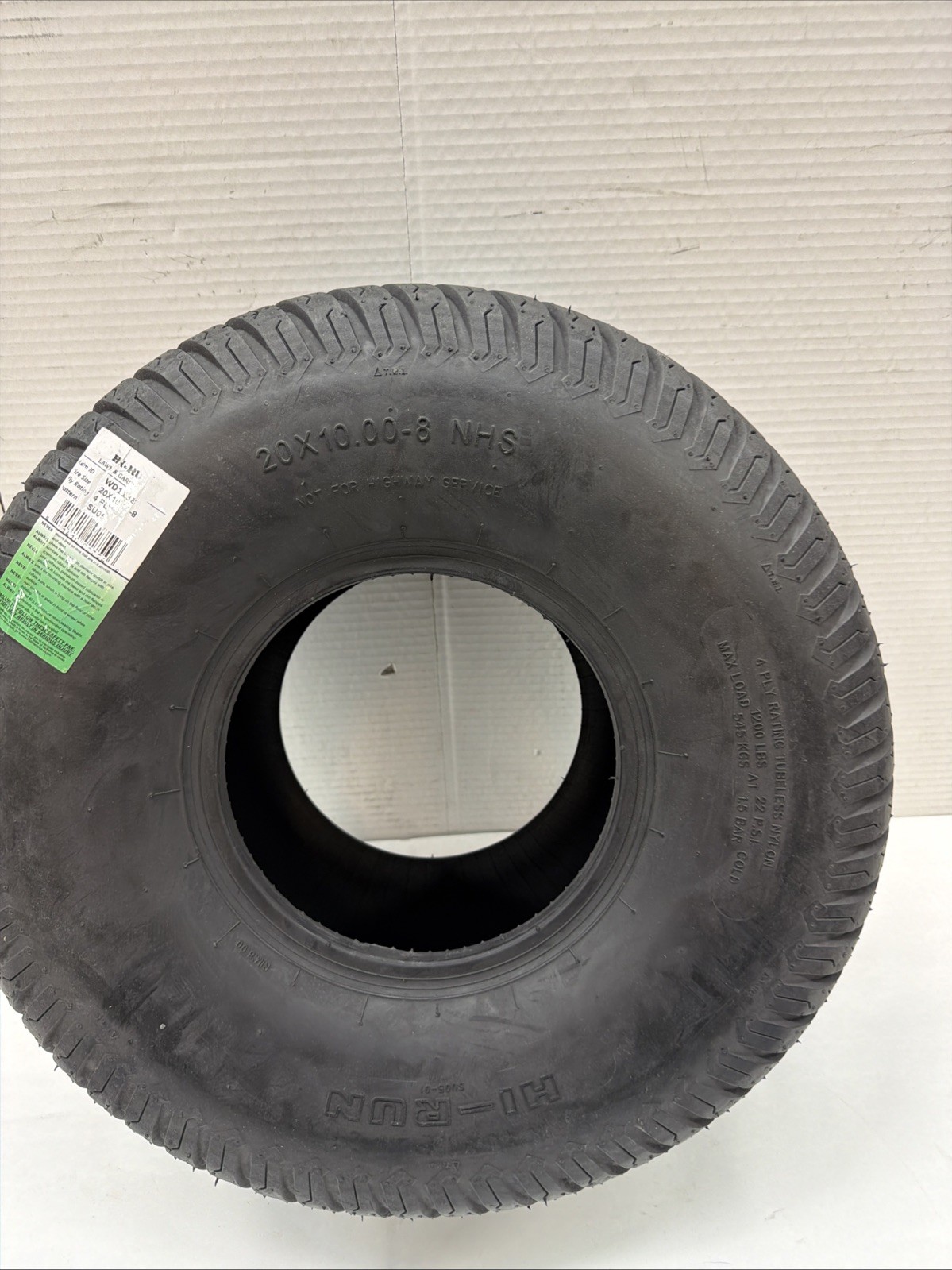 Tire Hi-Run SU05 20X10.00-8 Load 4 Ply Lawn & Garden