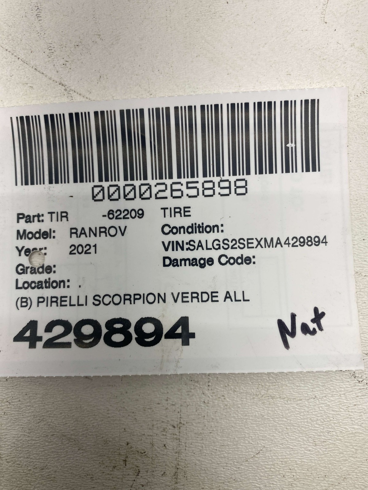 (B) PIRELLI SCORPION VERDE ALL SEASON 275/40R22 108Y 9/32NDS DOT (3923)