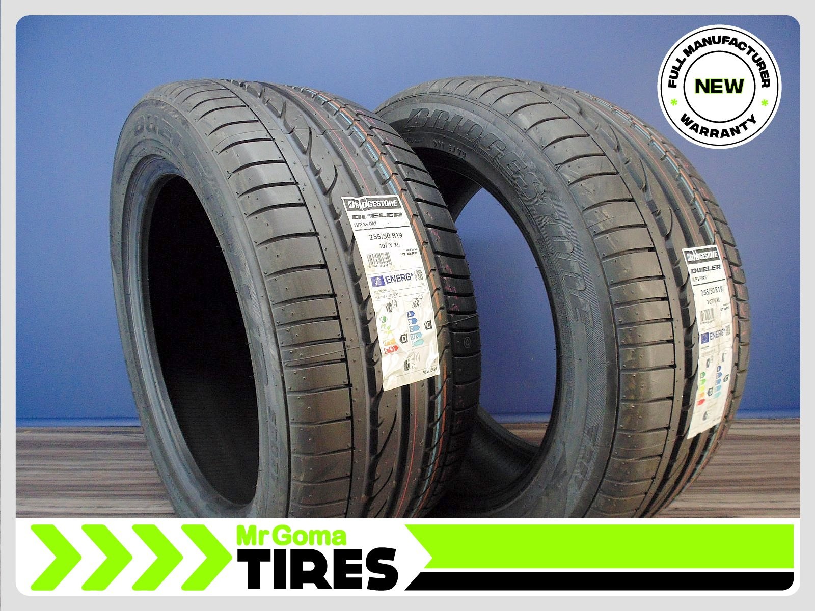 2 NEW 255/50R19 BRIDGESTONE DUELER H/P SPORT RFT XL TIRES Run flat 107V 2555019