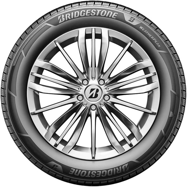 (QTY 4) 225/55R17 Bridgestone WeatherPeak 97V SL Black Wall Tires