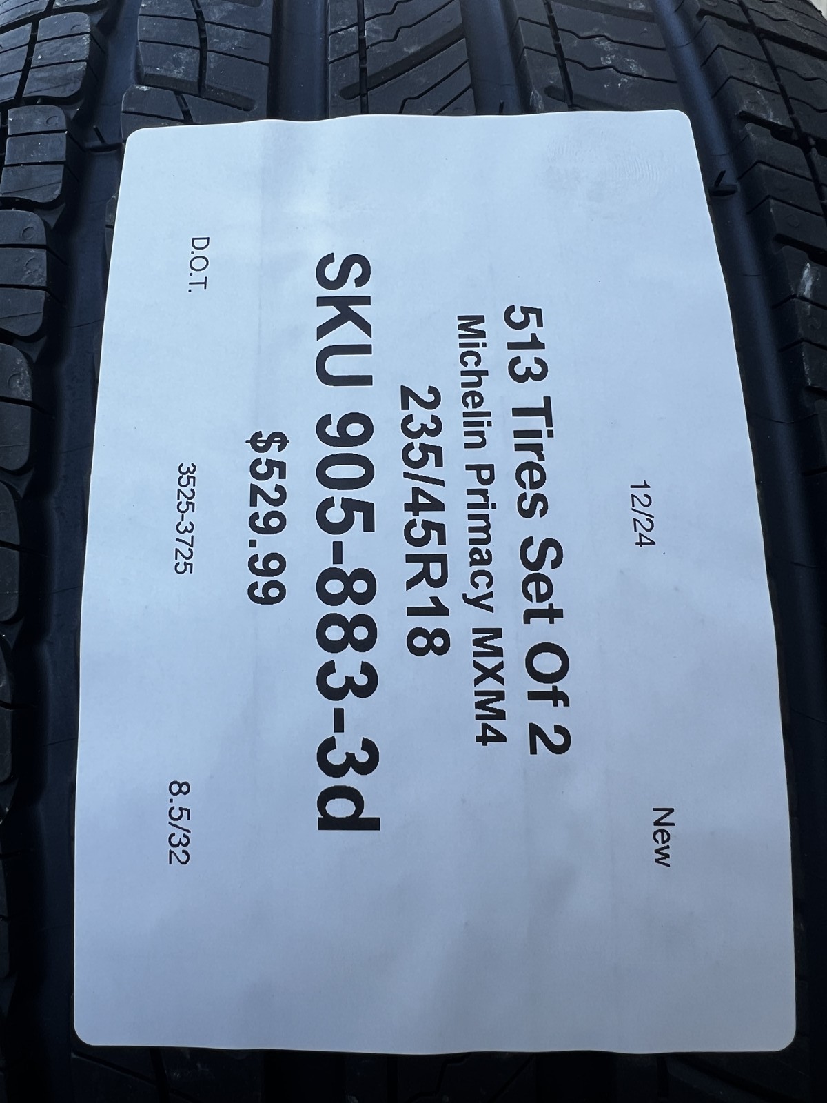 Set Of 2 New Michelin Primacy MXM4 T1 Acoustic 235/45R18 98W DOT.3525 8.5/32