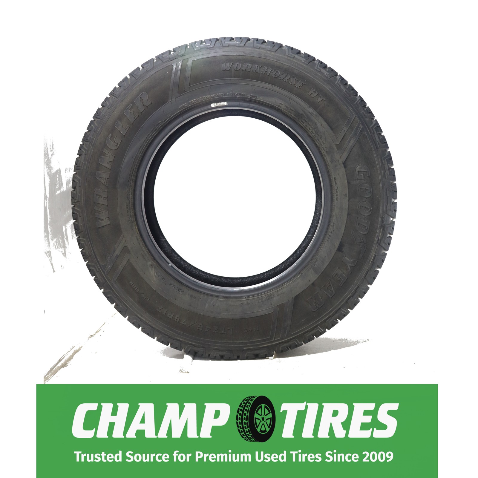 Set Of 4 P245/75R17 Goodyear Wrangler WorkHorse HT 121 R Used 7/32nds
