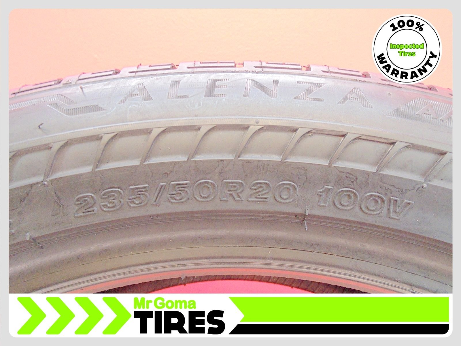 1 BRIDGESTONE ALENZA A/S 02 RSC RFT 235/50R20 USED TIRE 8.9/32 TREAD RUN FLAT