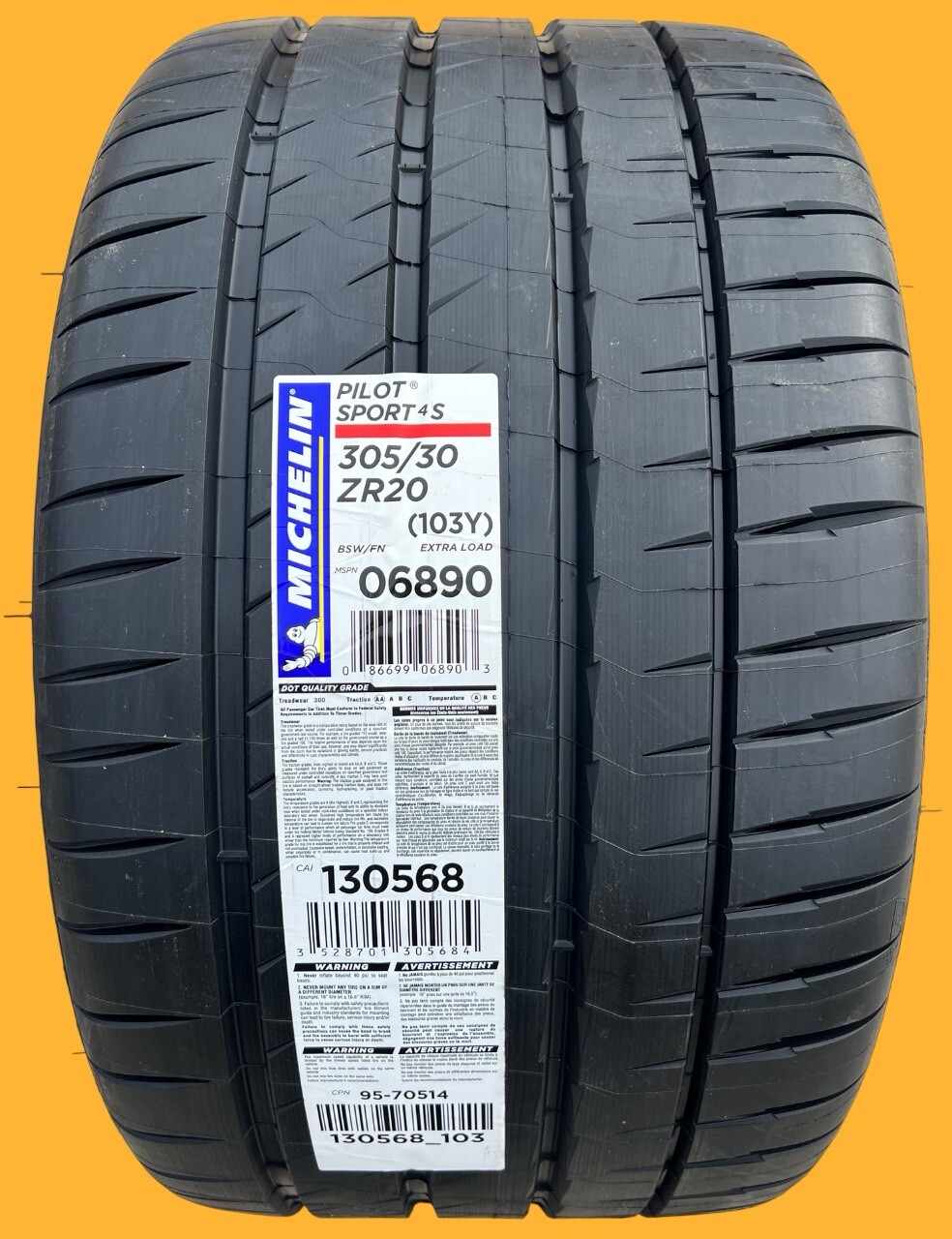 ONE BRAND NEW 305/30ZR20 Michelin Pilot Sport 4S PS4S Tire 3053020