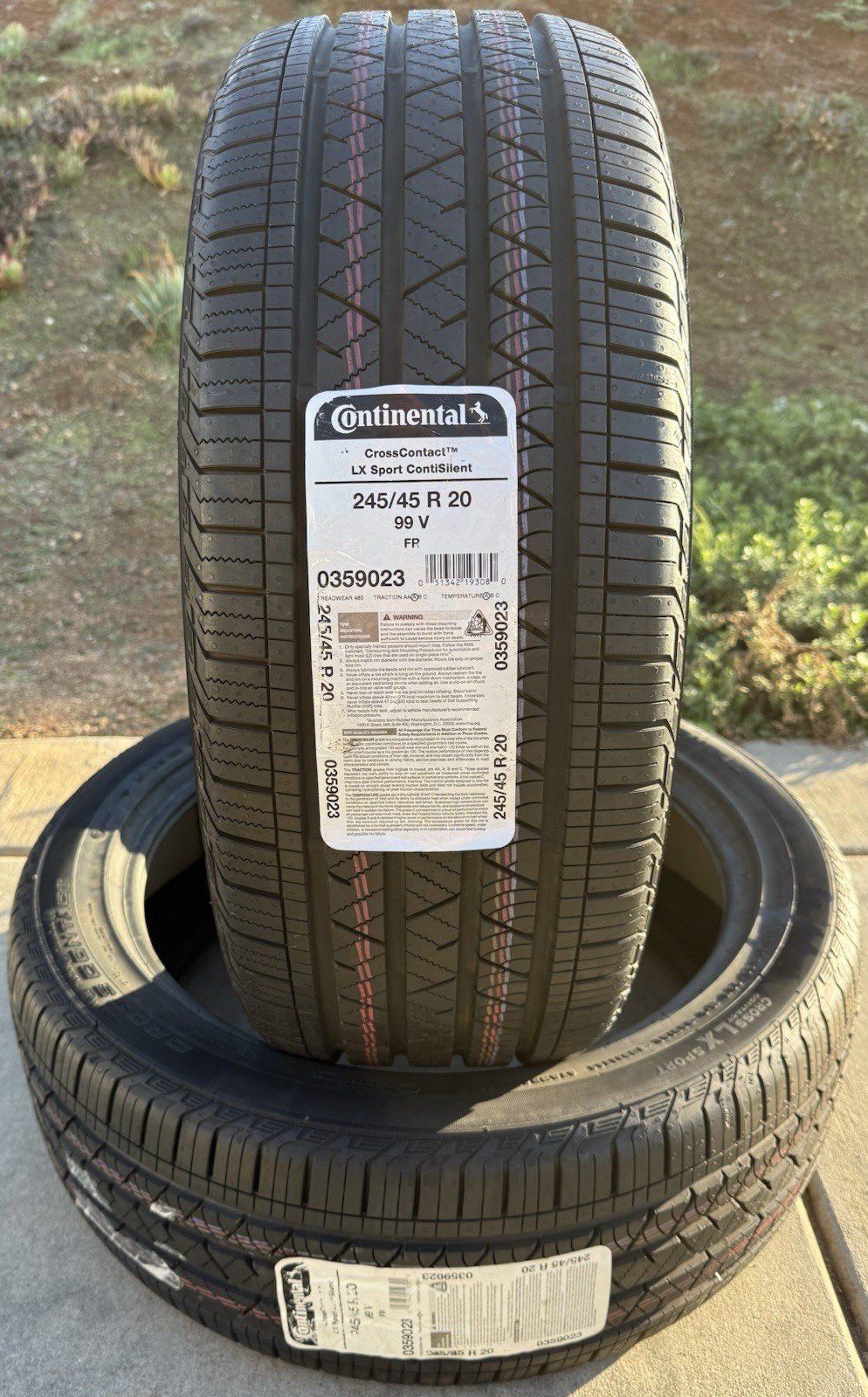 TWO BRAND NEW 245/45R20 Continental CrossContact LX Sport ContiSilent Foam Tires