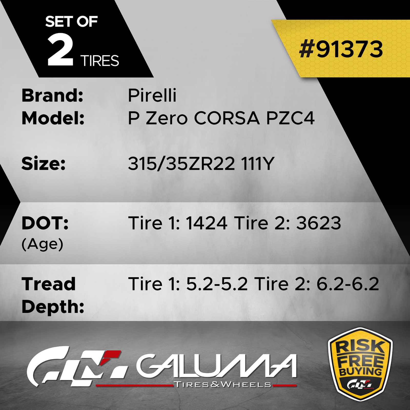 Set of 2 Tires Pirelli P Zero CORSA (PZC4) XL 315/35ZR22 315/35/22 3153522 91373
