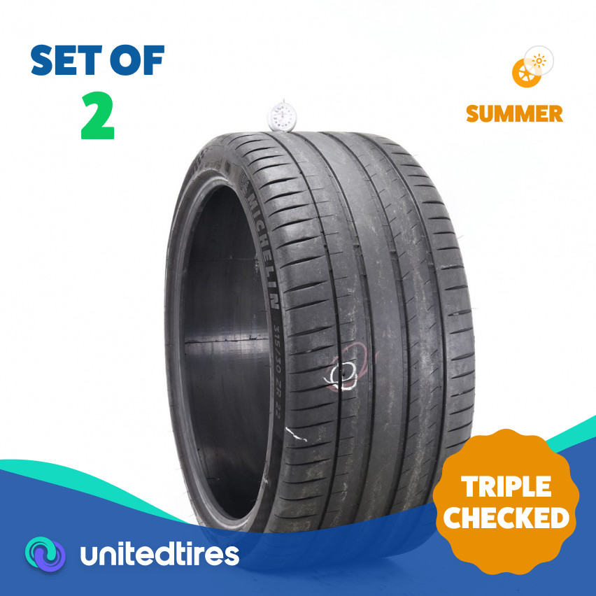 Set of (2) Used 315/30ZR22 Michelin Pilot Sport 4 S 107Y – 6.5/32