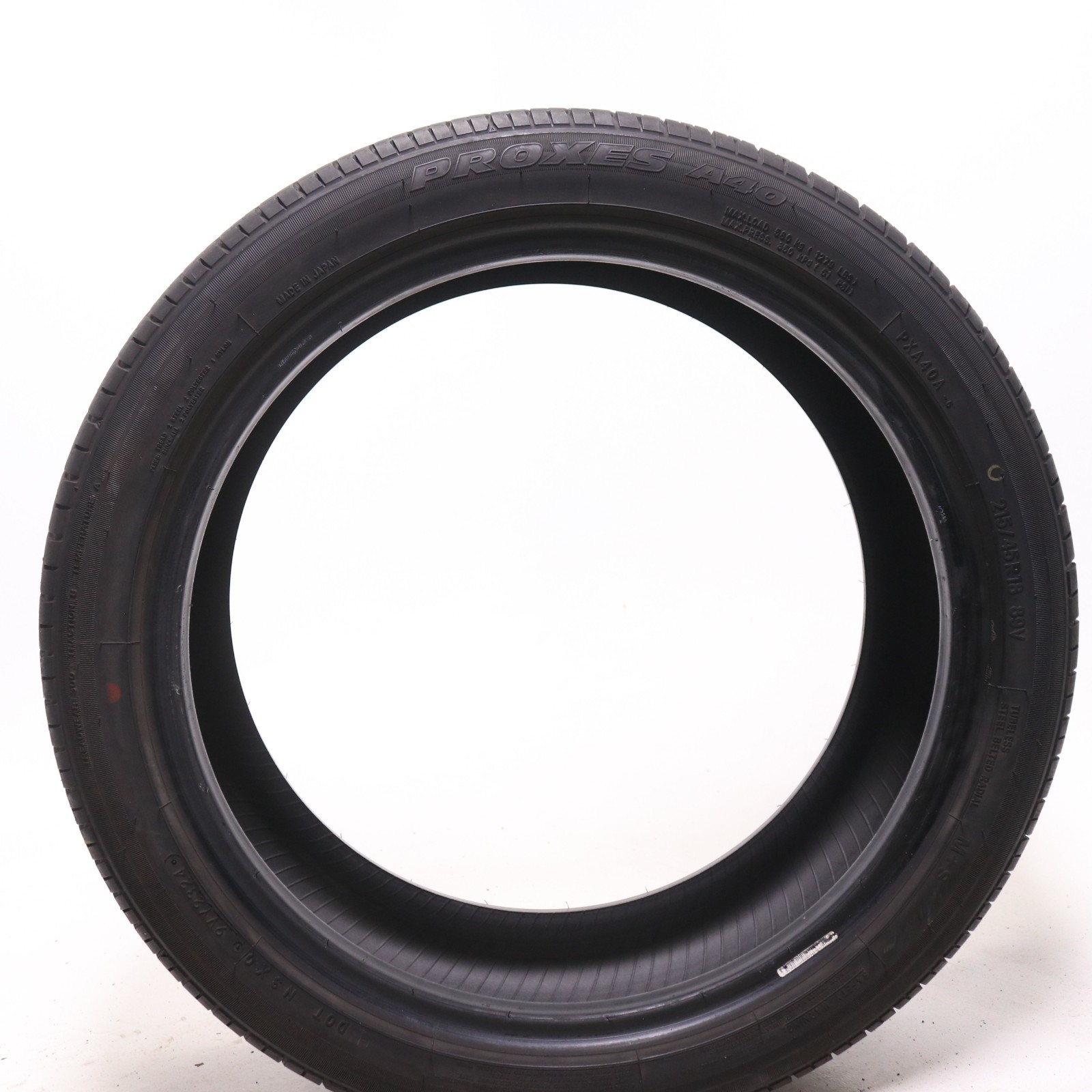 Set of 4 Used 215/45R18 Toyo Proxes A40 – 89V – 7.5-8/32 No Repairs