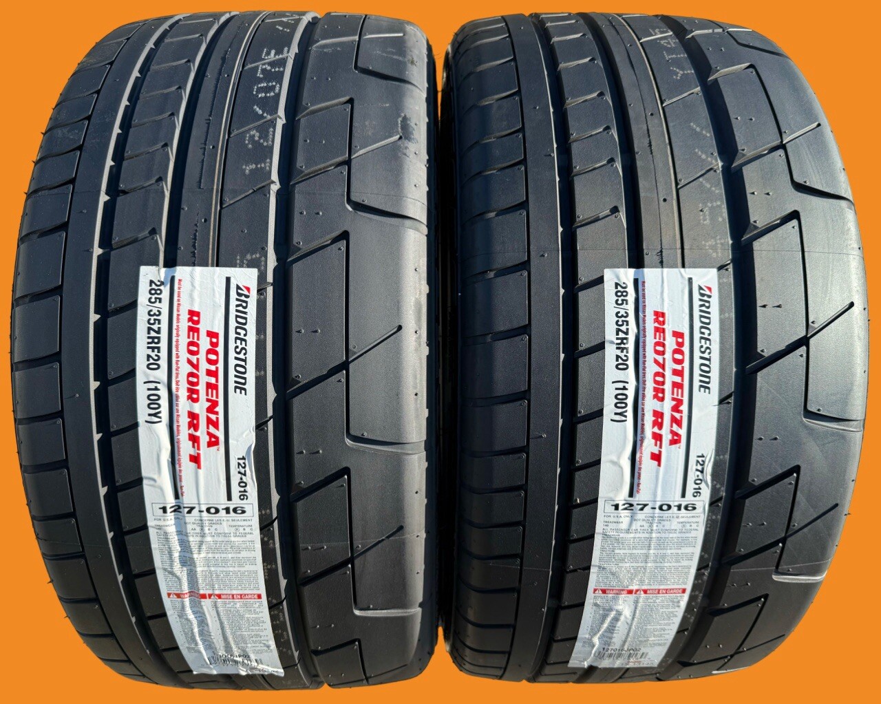 Set of TWO BRAND NEW 285/35ZR20 Bridgestone RE070R RFT Run Flat Tires Nissan GTR
