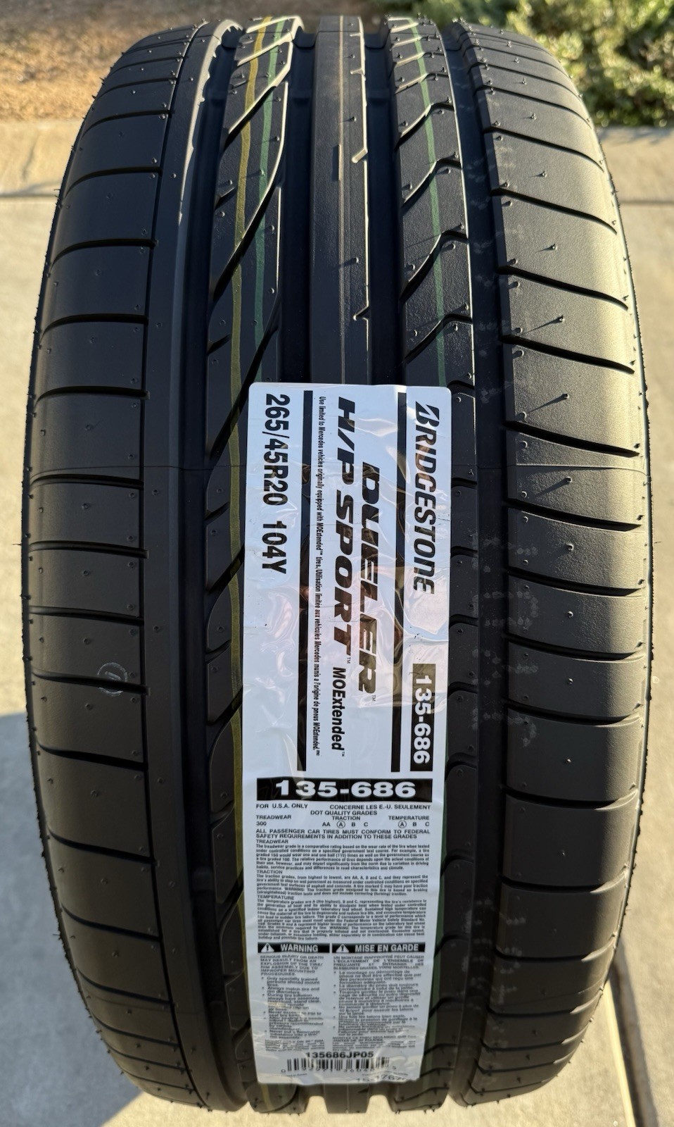 TWO NEW 265/45R20 104Y Bridgestone Dueler H/P HP Sport RFT MOExtended Run Flats