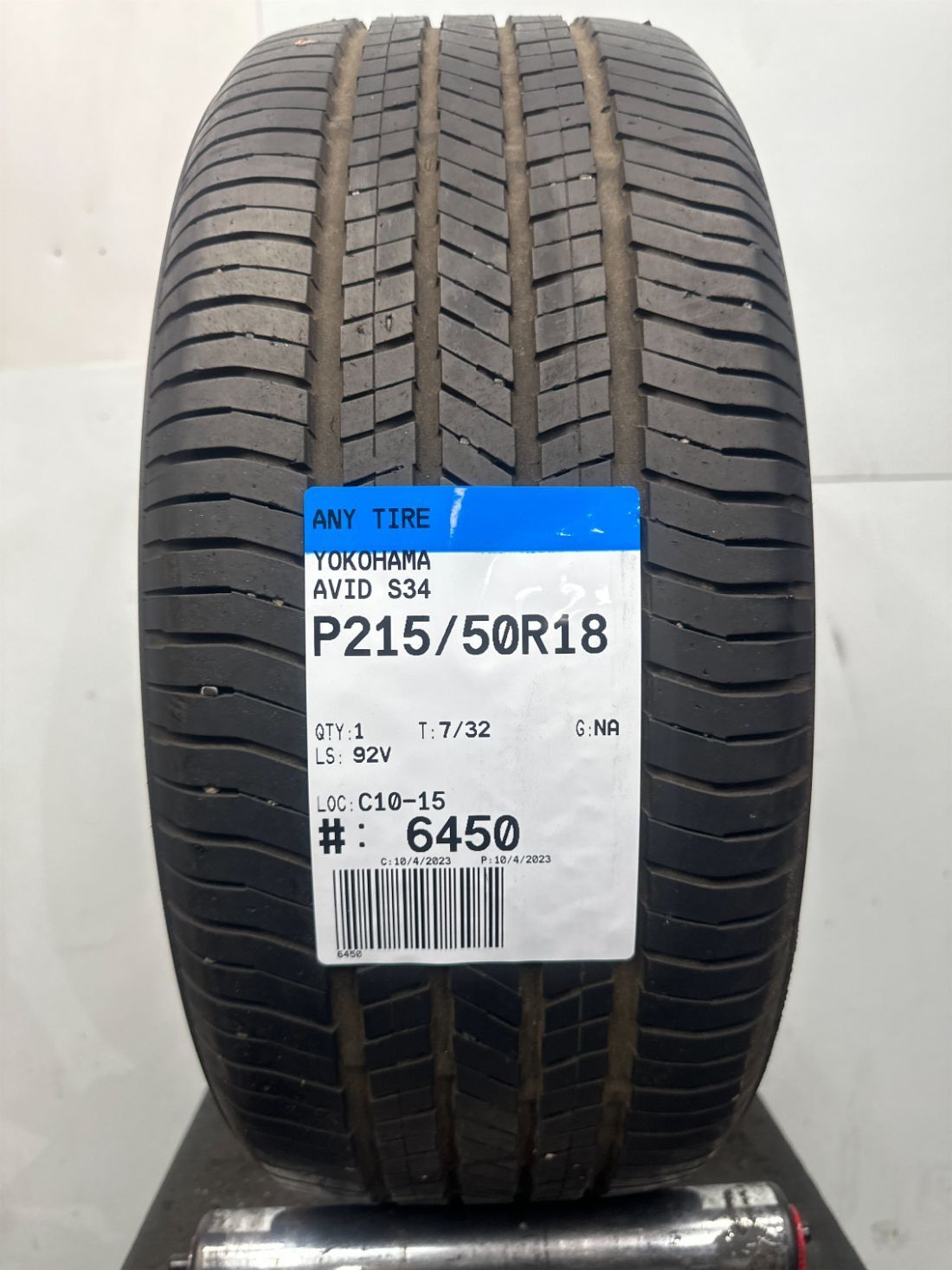 1 Yokohama Avid S34 Used Tire P215/50R18 2155018 215/50/18 7/32