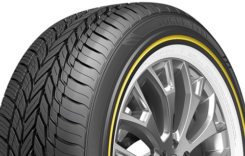1 Vogue Custom Built Gold Stripe+White Sidewall 225/50R17 98V 60K MILE Warranty