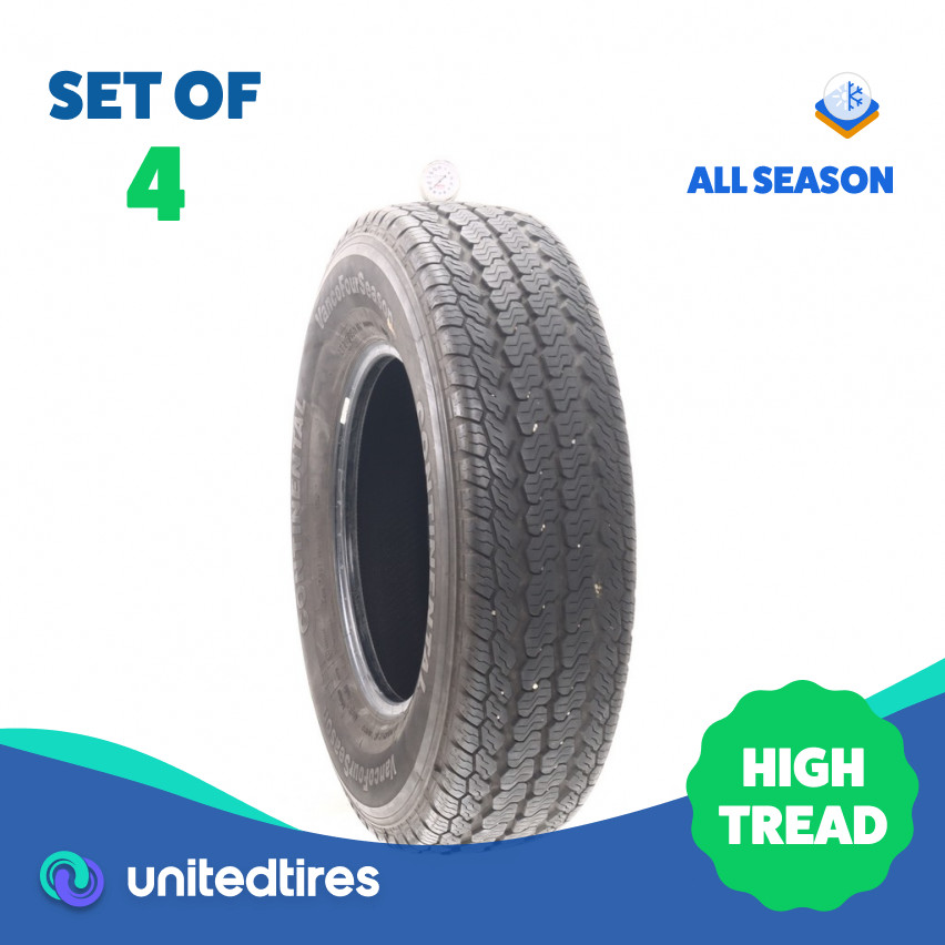 Set of (4) Used LT 215/85R16 Continental VancoFourSeason 115/112Q – 8.5-10.5/32