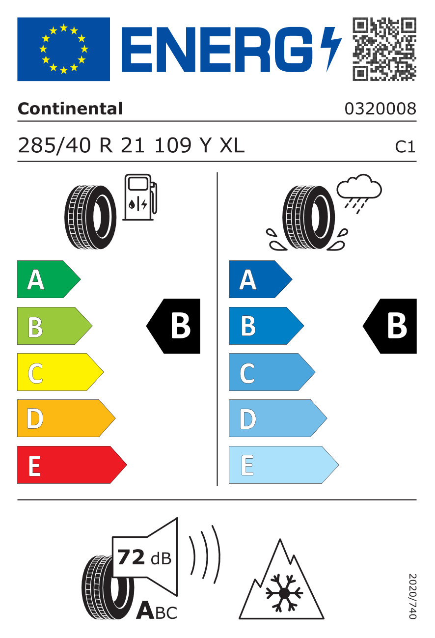 285/40 r21 109Y M+S 3PMSF Evc FR XL CONTINENTAL ALLSEASONCONTACT 2GB Tyres