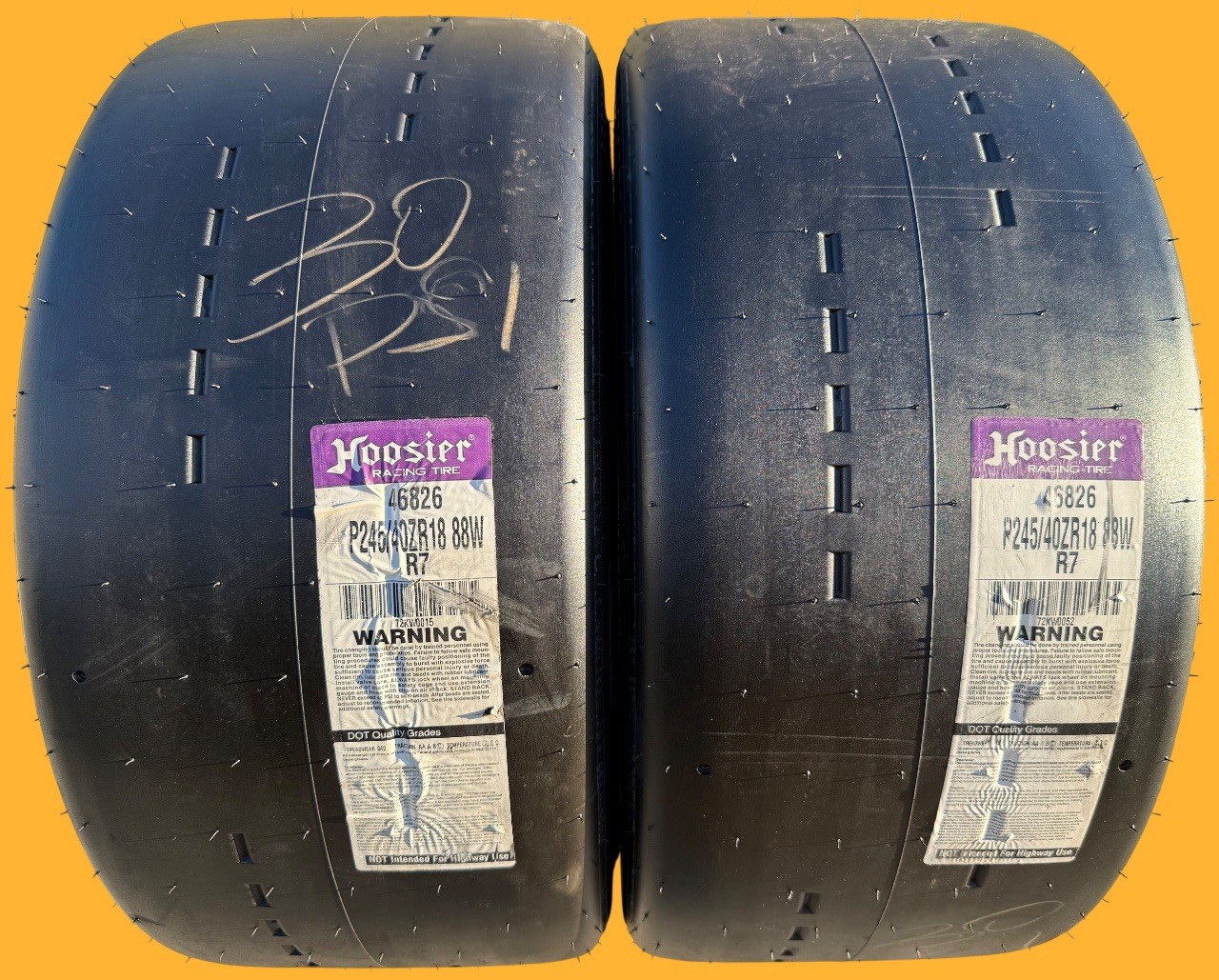 Set of TWO BRAND NEW 245/40ZR18 88W Hoosier R7 Racing Tires Slicks P245/40ZR18