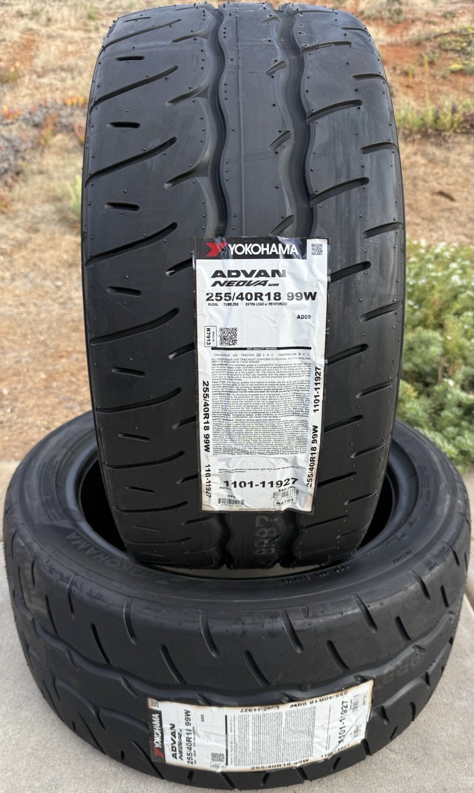 Set of TWO BRAND NEW 255/40R18 99W Yokohama ADVAN NEOVA AD09 Tires 2554018