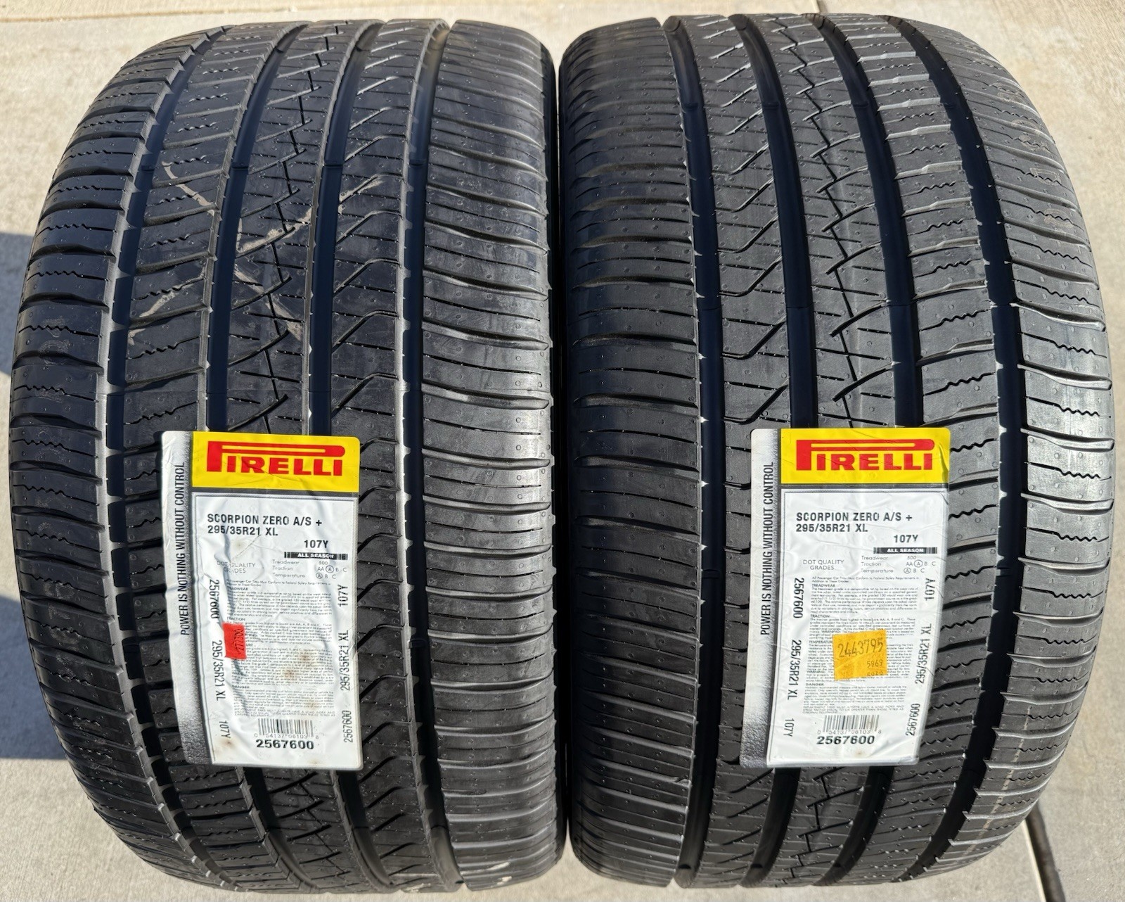 Set of TWO BRAND NEW 295/35R21 Pirelli Scorpion Zero AS + Plus All Season Tires