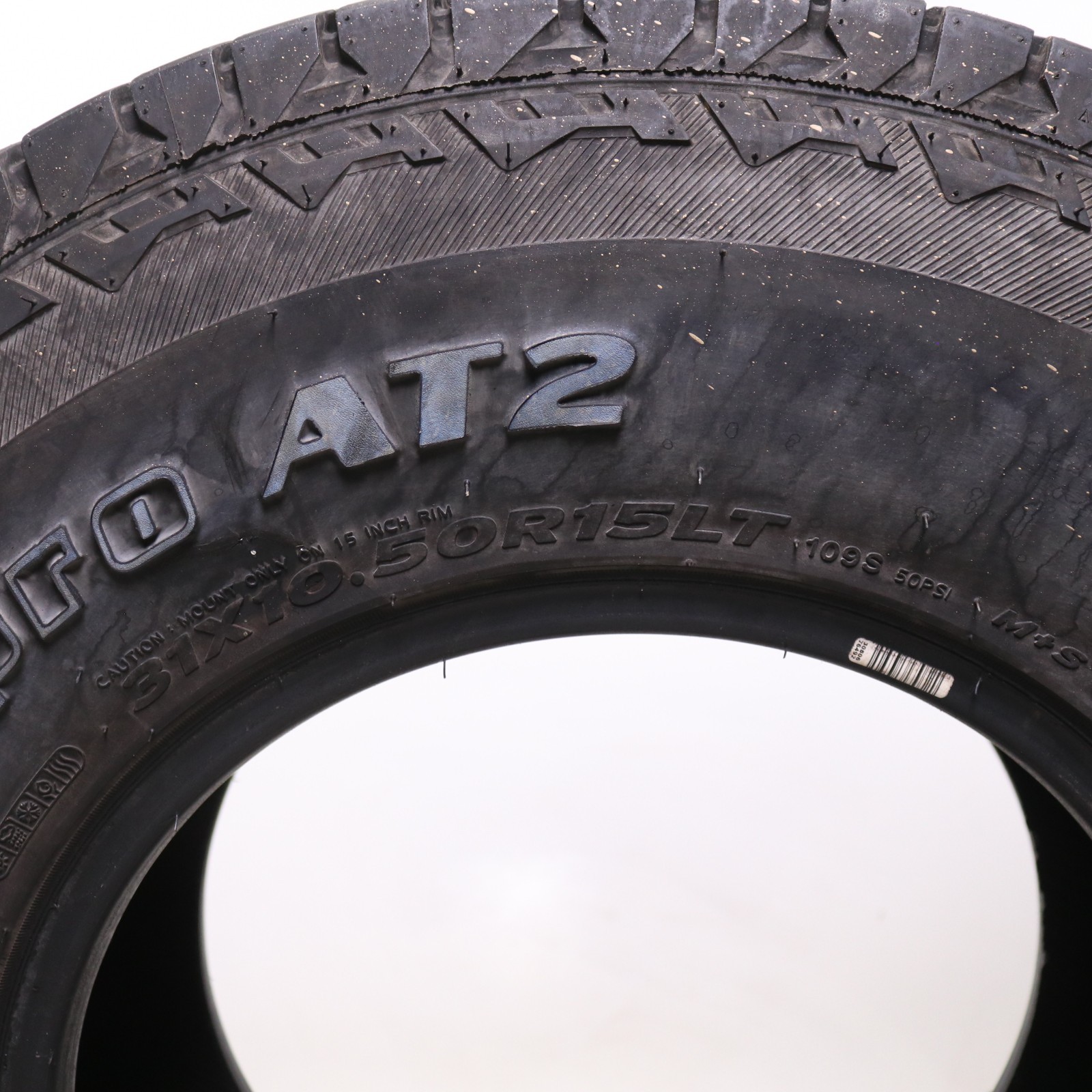 Set of 2 Used LT 31X10.50R15 Hankook DynaPro AT2 – 109S – 13/32 No Repairs