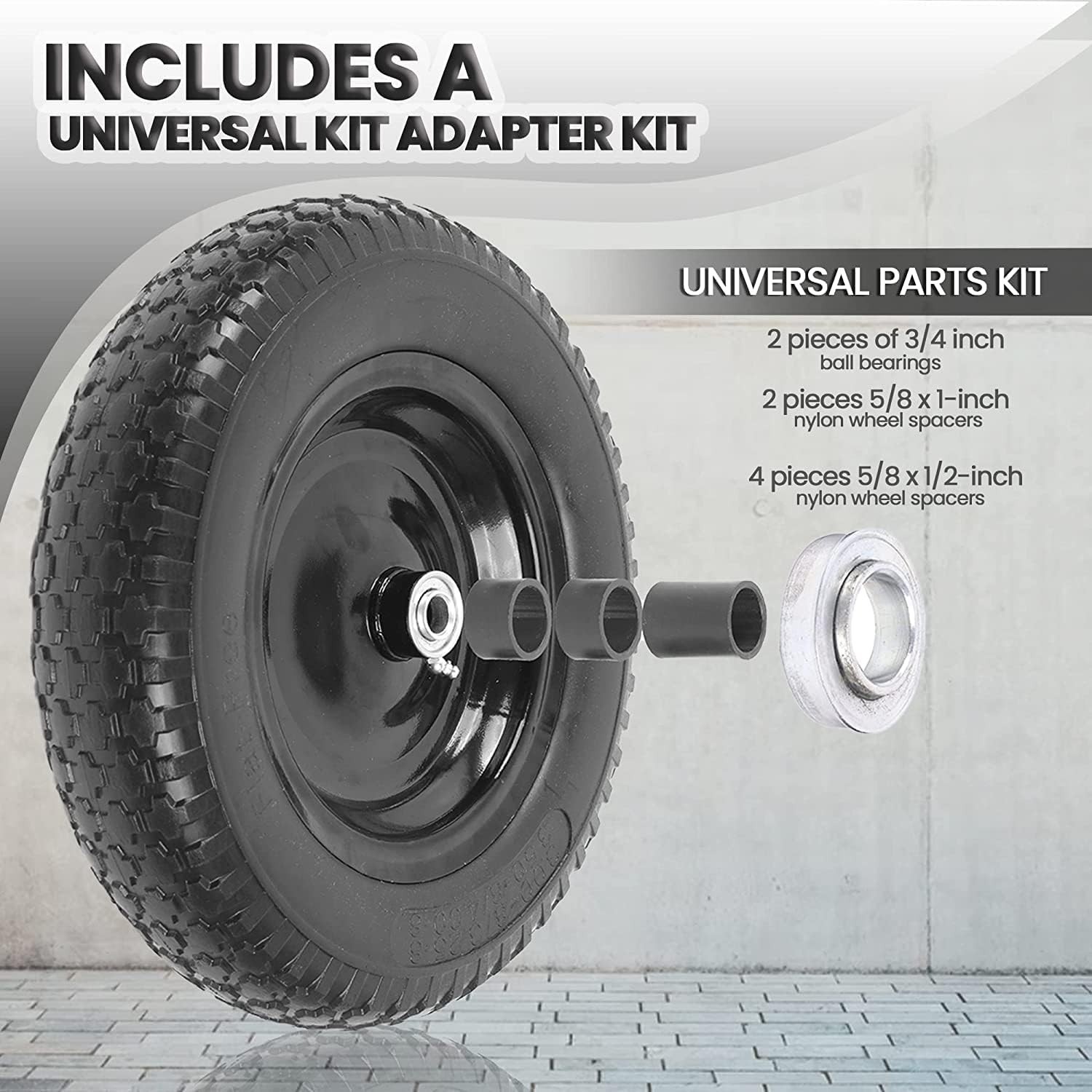 (2-PACK) 4.80/4.00-8 Flat Free Tire and Wheel – 14.5(Flat Free Tire)