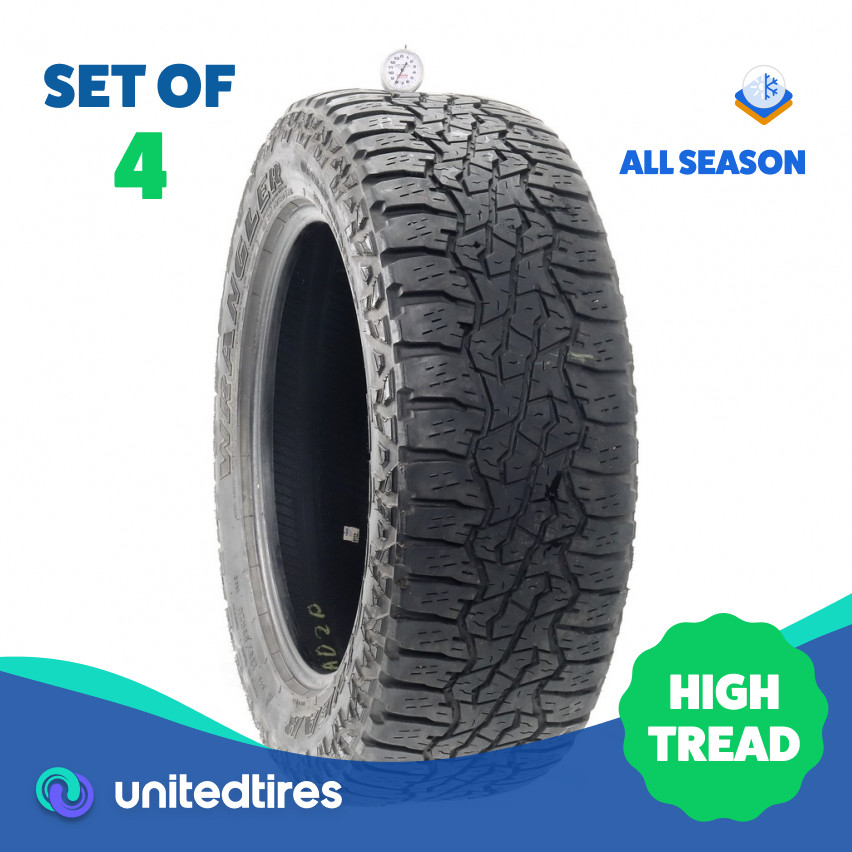 Set of (4) Used 275/55R20 Goodyear Wrangler Ultra Terrain AT 113S – 8-10/32