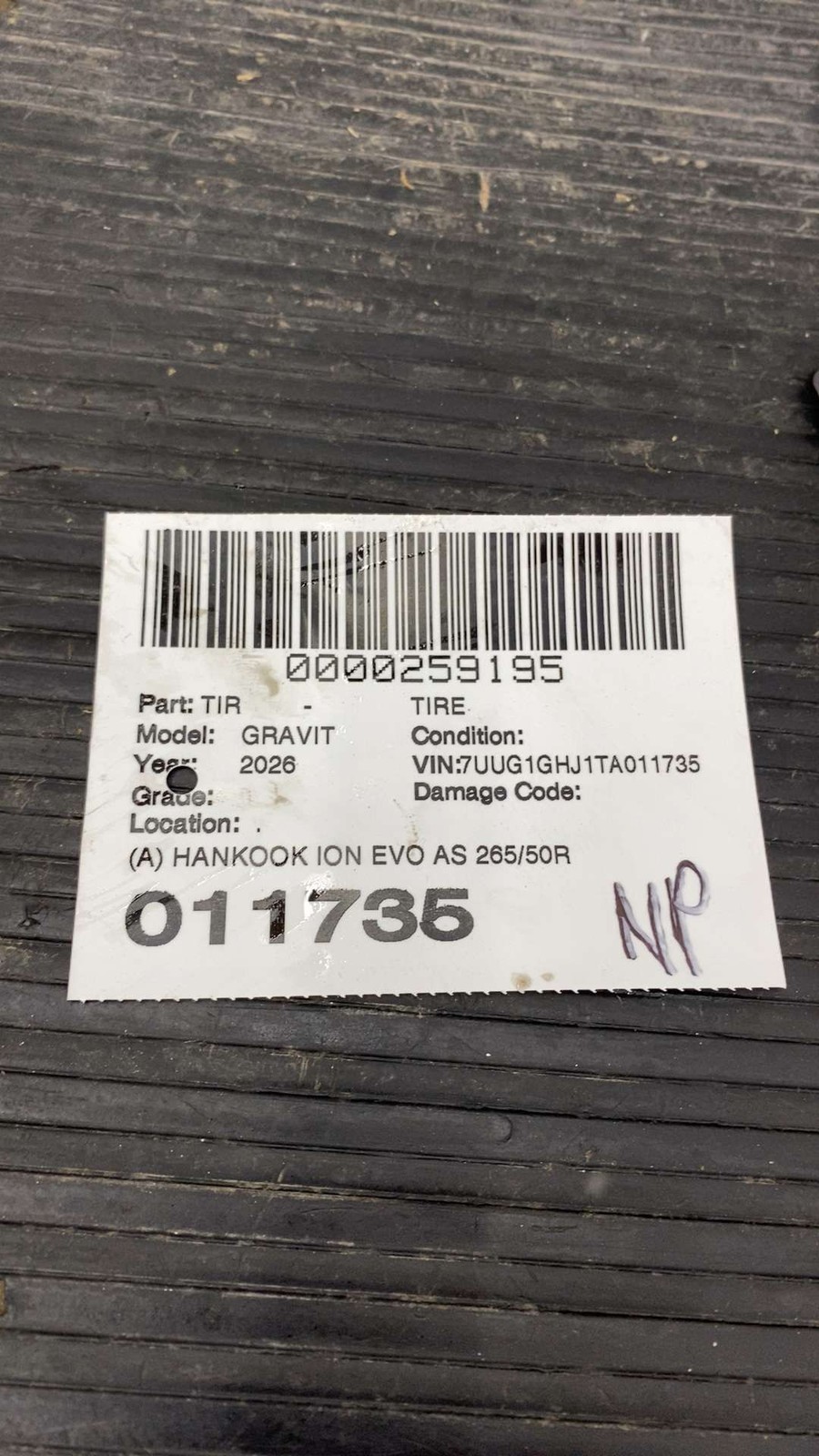 (A) HANKOOK ION EVO AS 265/50R20 111Y 9/32NDS DOT (1625)