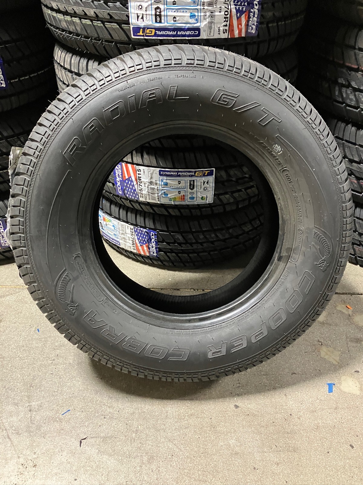 2 New 225 70 15 Cooper Cobra Radial G/T Raised White Letter All Season Tires