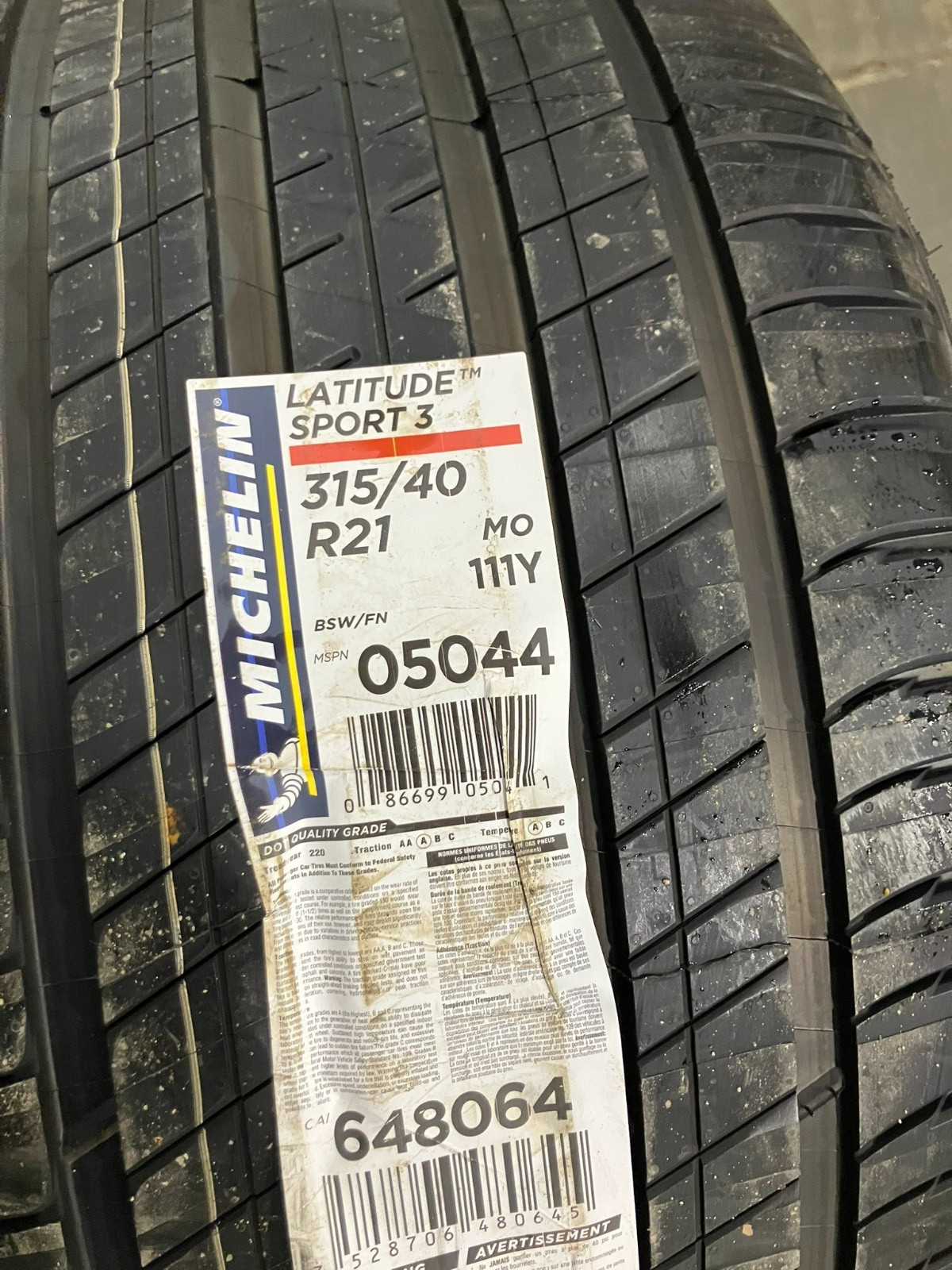 New Tire 315 40 21 Michelin Latitude Sport 3 111Y 315/40R21 05044