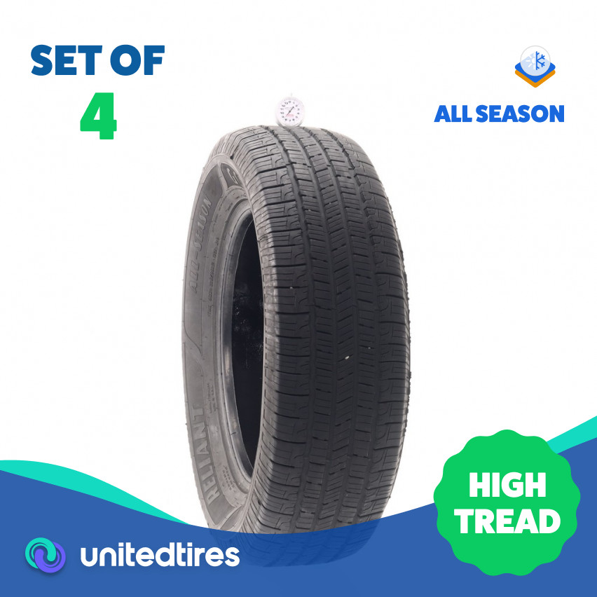 Set of (4) Used 225/65R17 Goodyear Reliant All-season 102H – 8.5-10/32