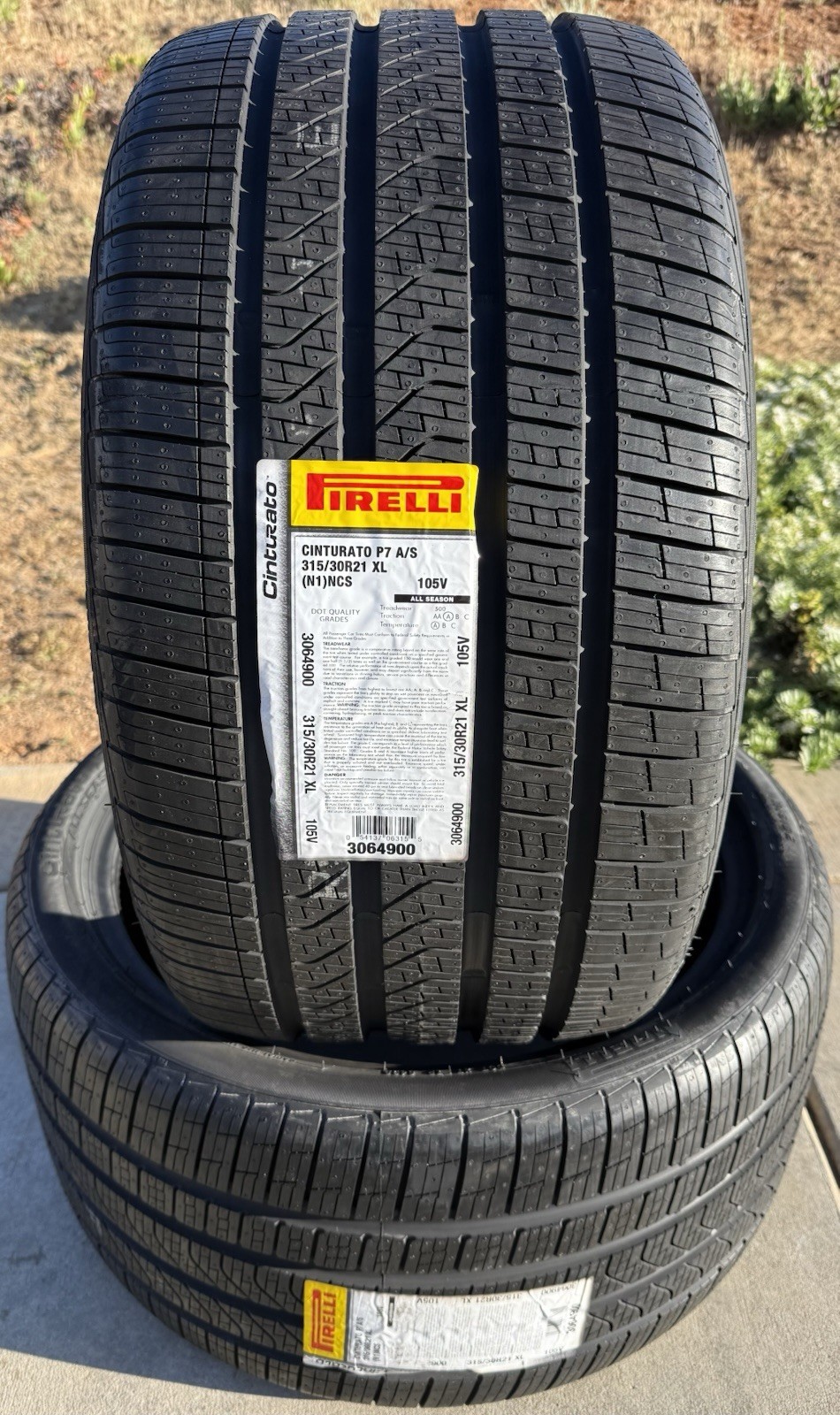 TWO BRAND NEW 315/30R21 105V Pirelli Cinturato P7 A/S All Season Foam PNCS Tires