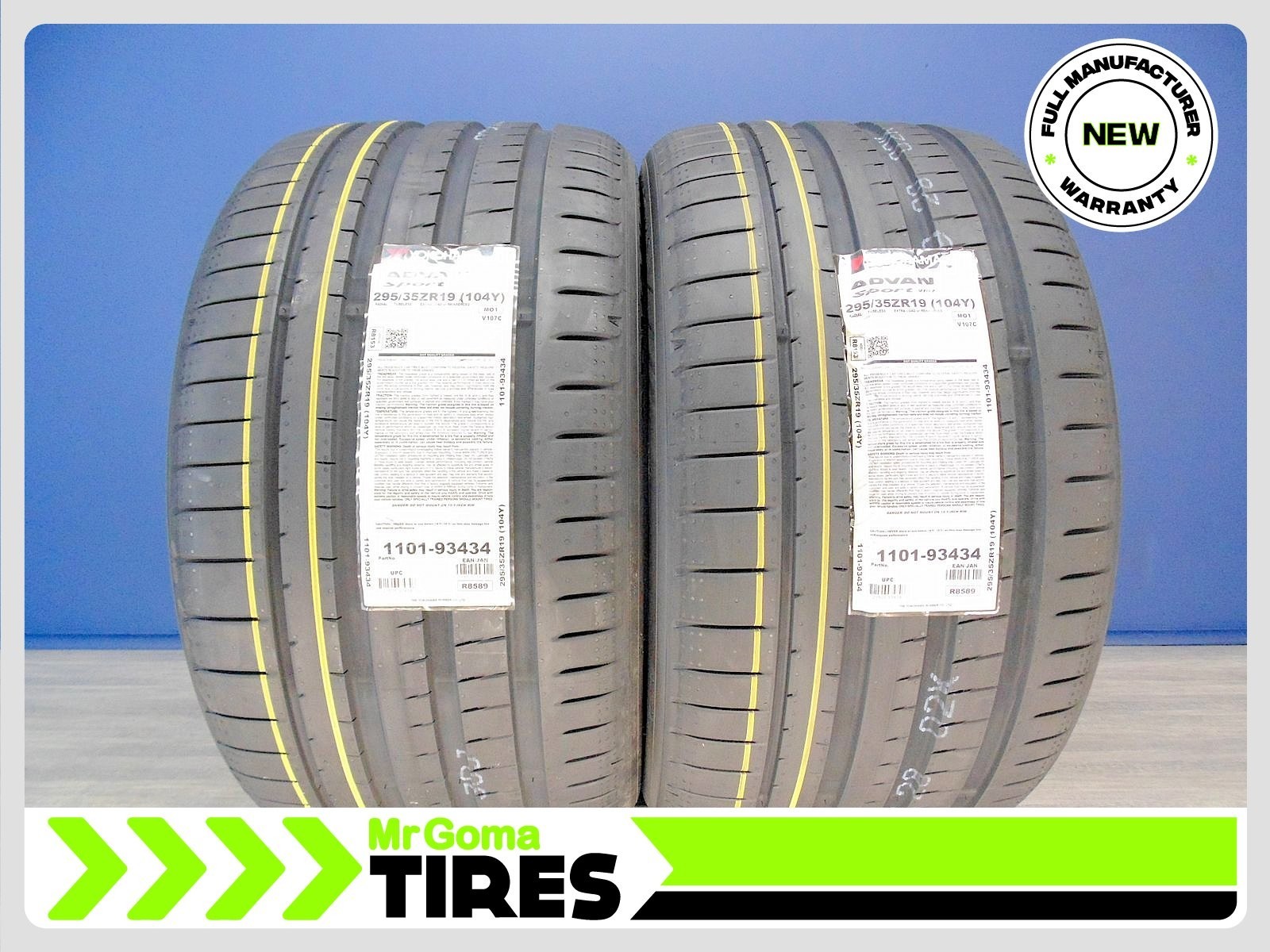 2 BRAND NEW 295/35ZR19 YOKOHAMA ADVAN SPORT V107 MO1 XL 104Y MERCEDES 2953519