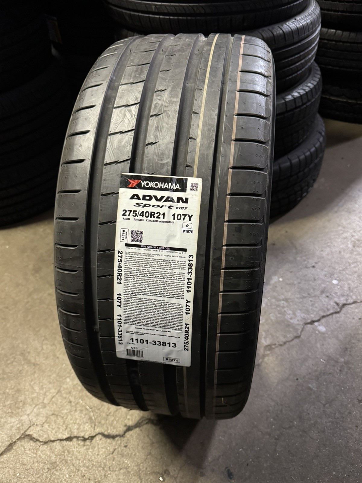 New 275/40R21 Yokohama Advan Sport V107E 107Y Tire EV Insulated D.O.T 5021