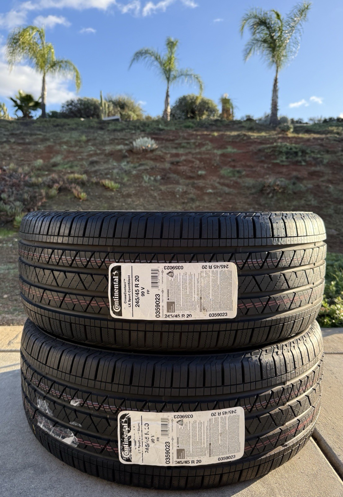 TWO BRAND NEW 245/45R20 Continental CrossContact LX Sport ContiSilent Foam Tires