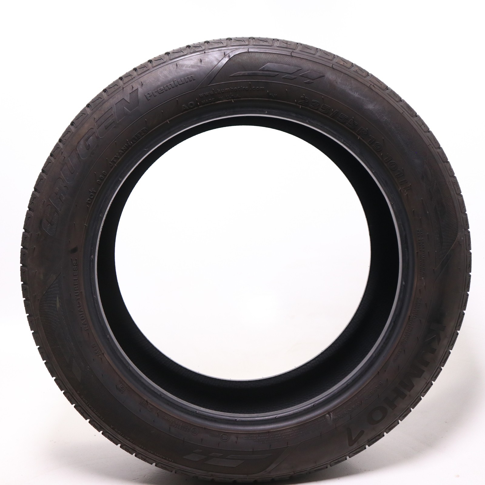 Set of 2 Used 235/55R19 Kumho Crugen Premium AO – 101H – 6-7/32 No Repairs