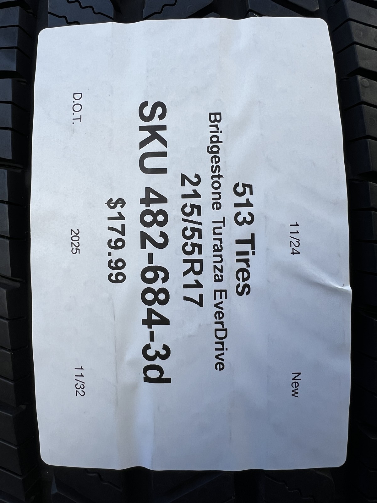 1 New Bridgestone Turanza EverDrive Enliten 215/55R17 94V DOT.2025 11/32 New