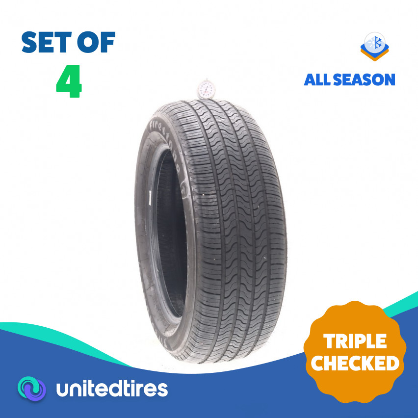 Set of (4) Used 235/55R17 Firestone All Season (Firestone) 99T – 7.5-9/32