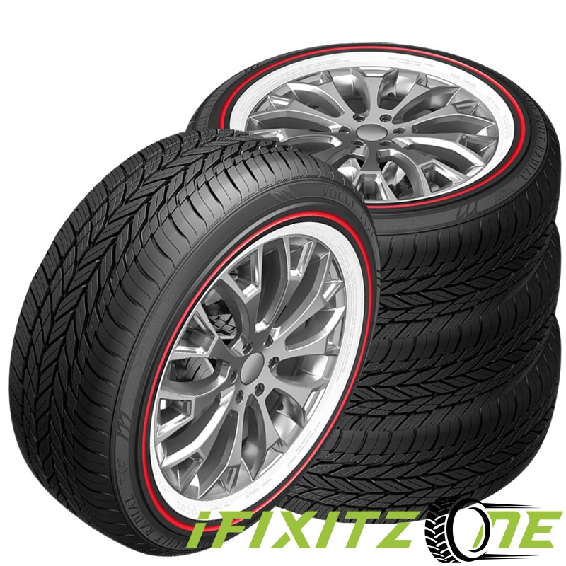 4 Vogue Custom Built Red Stripe+White Sidewall 215/70R15 103H 60K MILE Warranty
