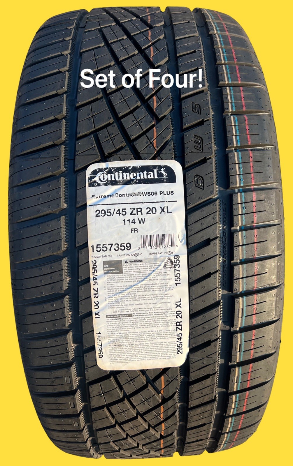 FOUR BRAND NEW 295/45ZR20 114W Continental ExtremeContact DWS 06 Plus DWS06+