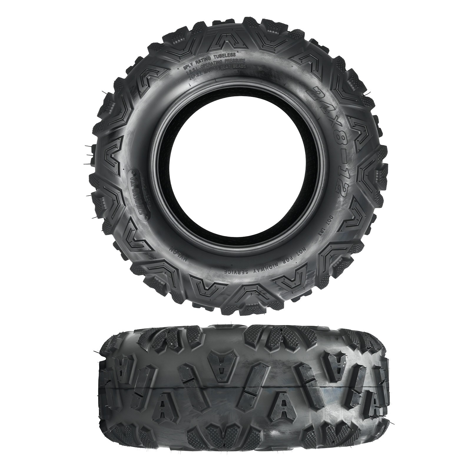 2pcs 24×8-12 ATV Tires 6PLY All Terrain
