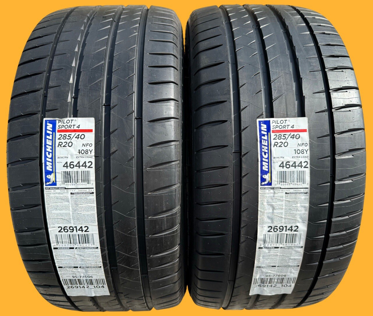 TWO BRAND NEW 285/40R20 108Y Michelin Pilot Sport 4 NF0 NFO Porsche Taycan Tires