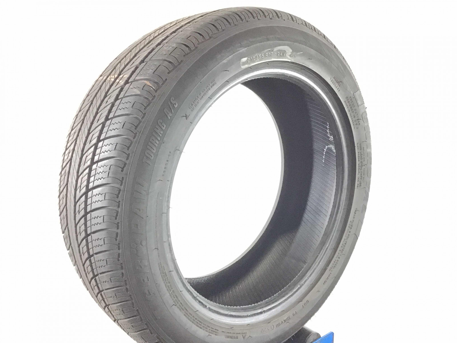 P215/55R17 Uniroyal Tiger Paw Touring A/S 94 V Used 9/32nds