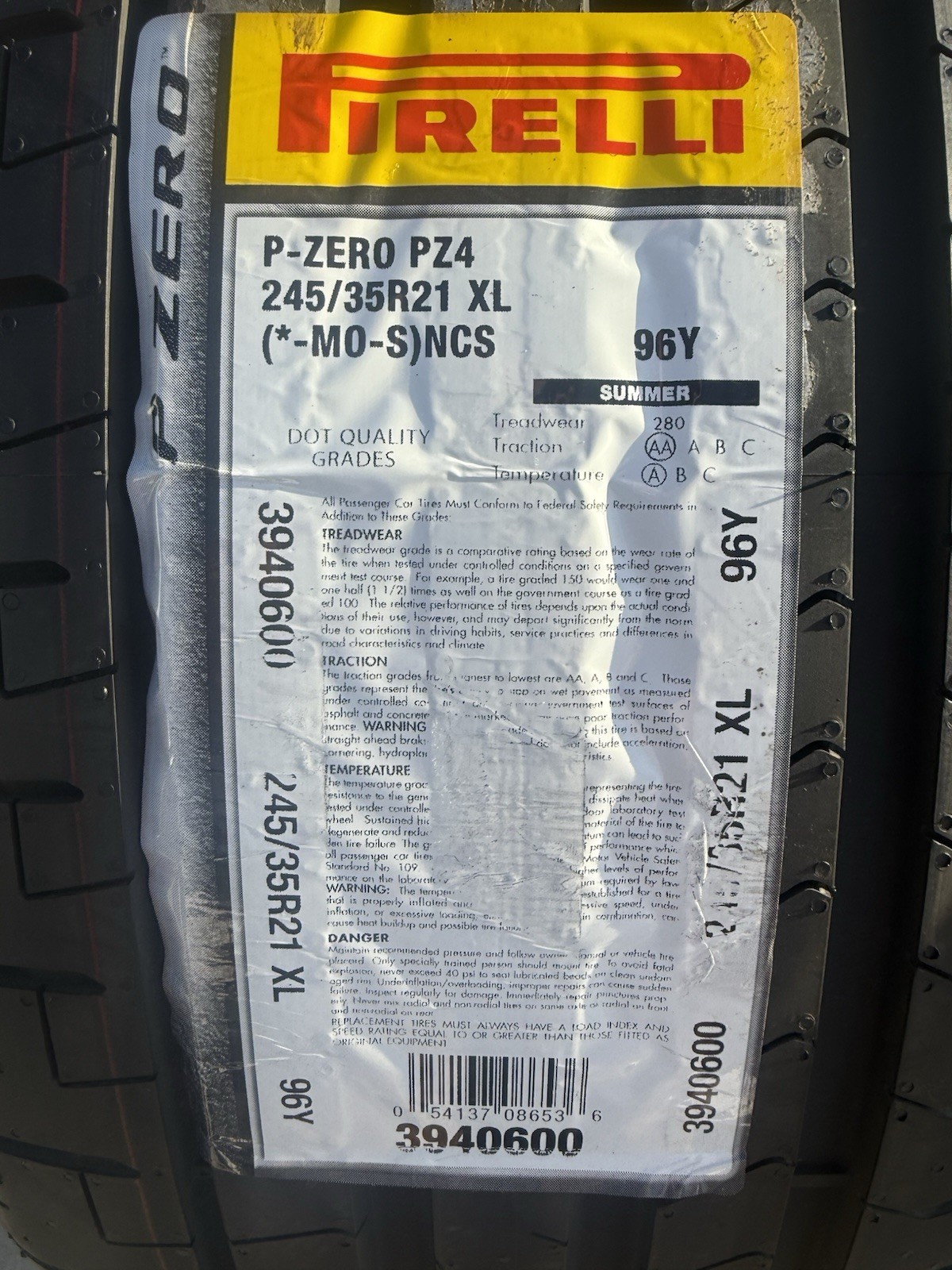 Set of TWO BRAND NEW 245/35R21 96Y Pirelli P Zero PZ4 MO-S PNCS Tires 2453521