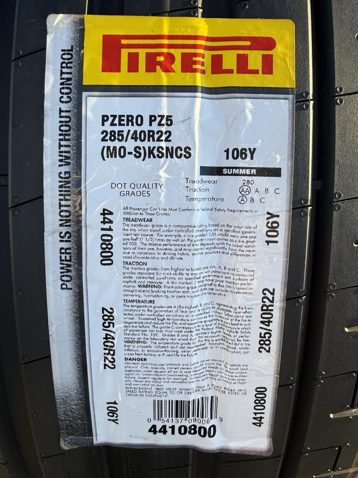 4X NEW Pirelli P Zero PZ5 Noise Canceling Mercedes 2X 325/35R22 & 2X 285/40R22