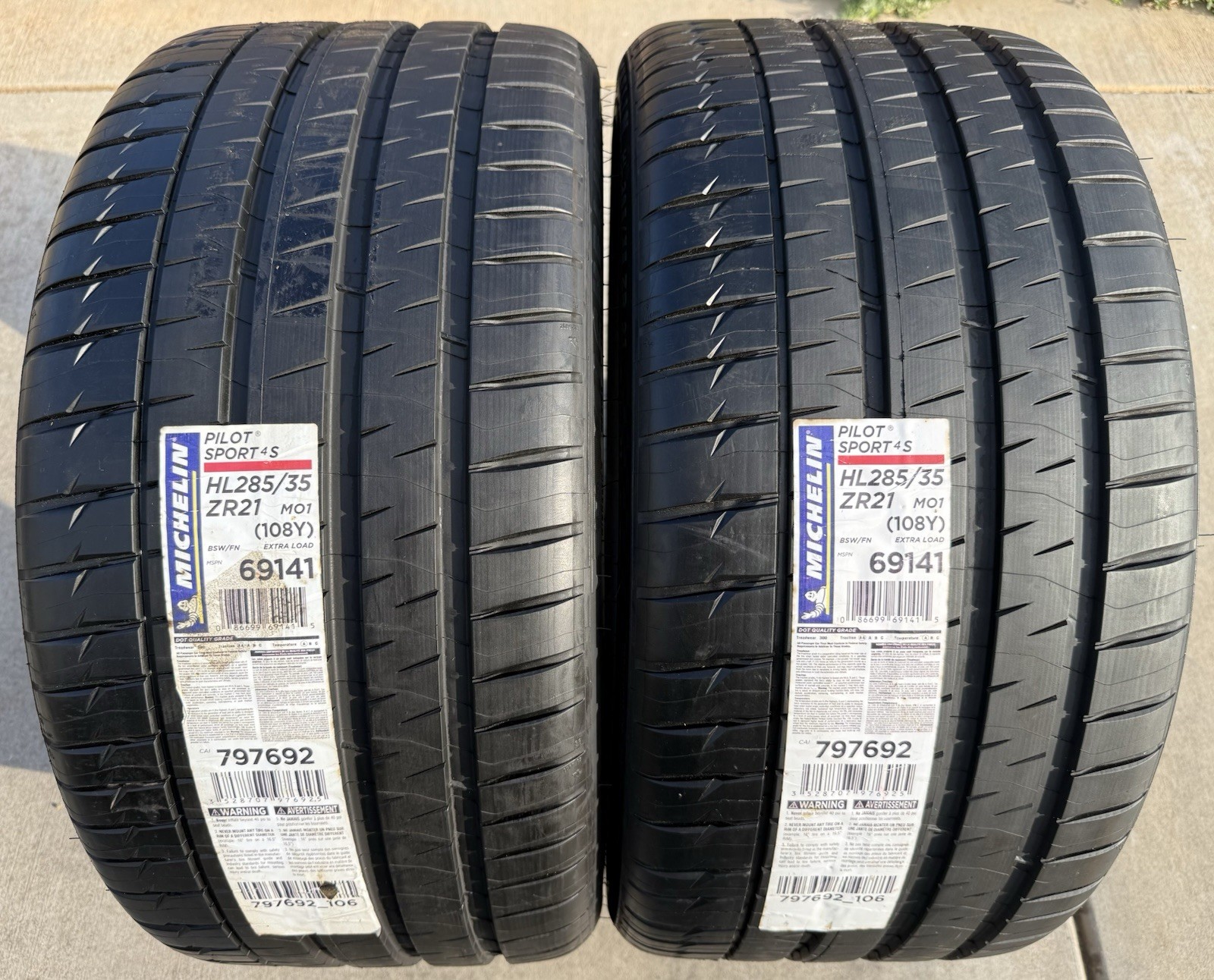 TWO BRAND NEW HL285/35ZR21 (108Y) Michelin Pilot Sport 4S MO1 Tires 285/35ZR21