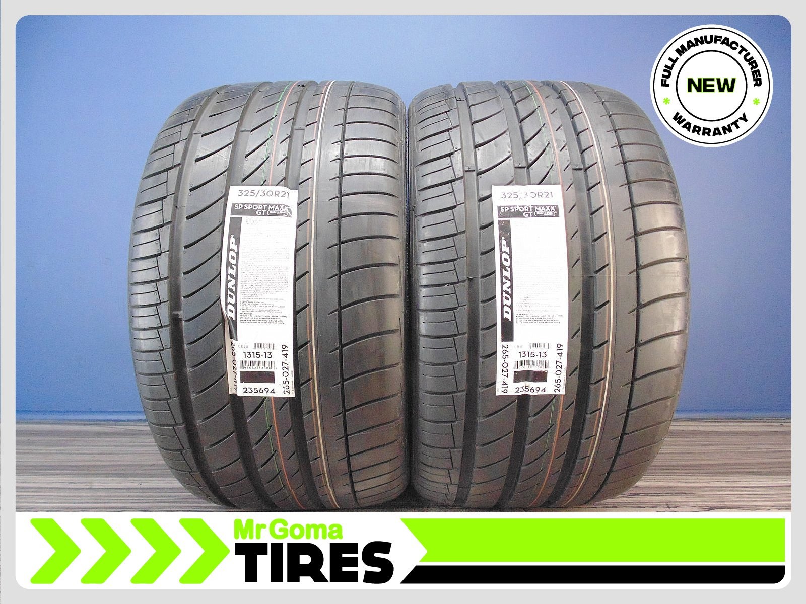 2 BRAND NEW 325/30R21 DUNLOP SP SPORT MAXX GT DSTT RSC RFT XL TIRES RUN FLAT